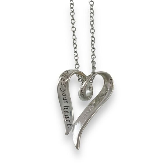 Vintage Jewelry - Vintage Sterling Silver 925 True Friend Quote Heart Pendant ONLY